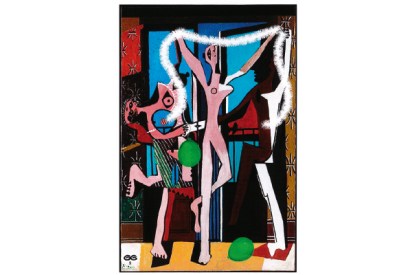 Picasso asks his models to put the decorations up