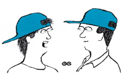 ‘You look really stupid with it on back to front.’