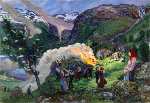 The Main Midsummer Eve Bonfire by Nikolai Astrup