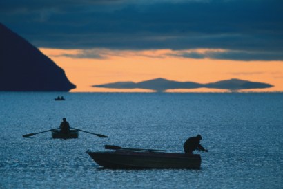Fishing for sturgeon at the mouth of the Amur River in the Okhotsk Sea