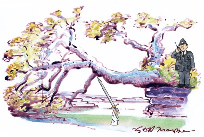 ‘Sarge, looks like we’ve recovered the murder weapon.’