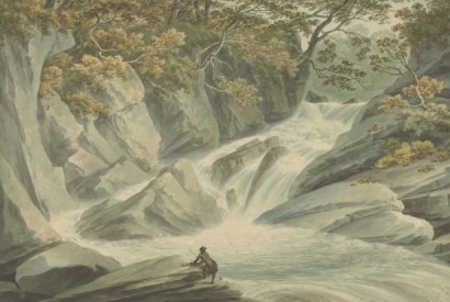 ‘The upper part of the cascade at Hafod’ by John ‘Warwick’ Smith, 1793
