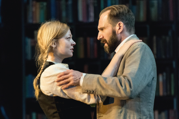 Sarah Snook as Hilde Wangel and Ralph Fiennes as Halvard Solness in ‘The Master Builder’
