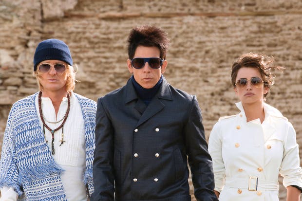 Owen Wilson as Hansel, Ben Stiller as Derek Zoolander and Penélope Cruz as Valentina Valencia