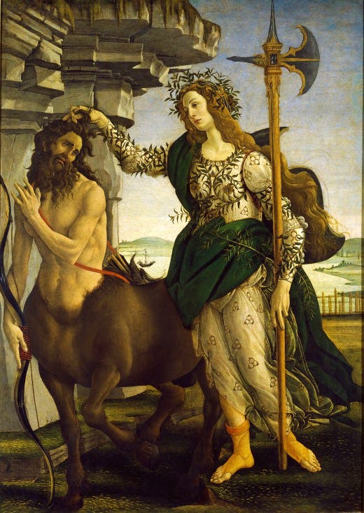 Pallas and the Centaur (c.1482) by Sandro Botticelli