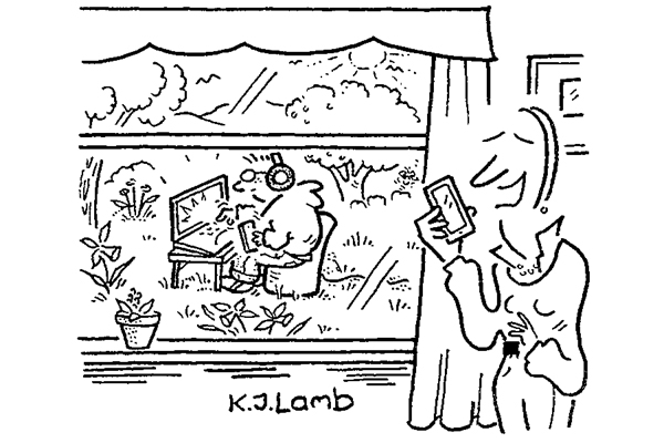 ‘It’s a beautiful day — he’s playing in the garden.’