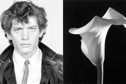 ‘Like Georgia O’Keefe, Mapplethorpe eroticised flowers — possibly finding them more biddable than his frisky partners in gimp masks and chains.’ Left: Self-portrait, 1982. Right: Calla Lily