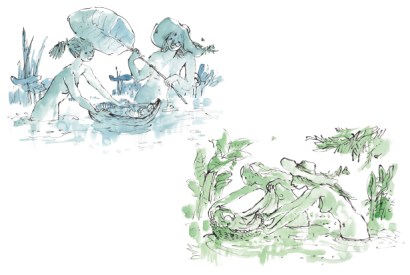 The works by Quentin Blake are from the Neonatal Unit at Angers Maternity Hospital, France (2012).