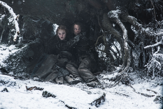 Sophie Turner as Sansa Stark and Alfie Allen as Theon Greyjoy in ‘Games of Thrones’