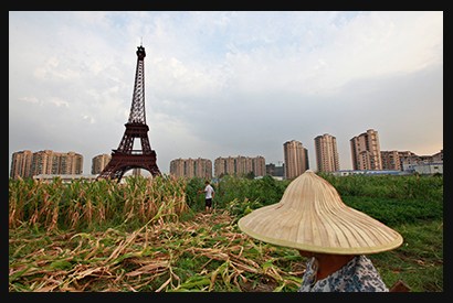 A replica of the Eiffel Tower at the Tianducheng development in Hangzhou, China
