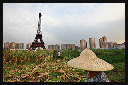 A replica of the Eiffel Tower at the Tianducheng development in Hangzhou, China