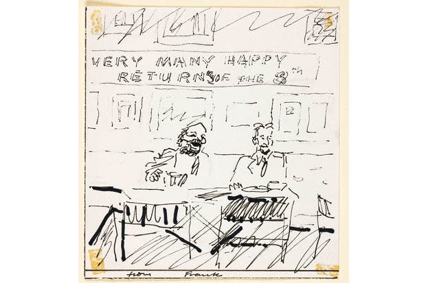 Birthday card from Frank Auerbach to Lucian Freud