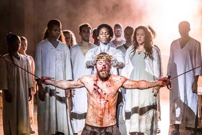 Tyrone Huntley (Judas) and Declan Bennett (Jesus) in ‘Jesus Christ Superstar’