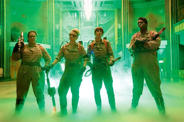 Who ya gonna call? Melissa McCarthy (Abby), Kate McKinnon (Holtzmann), Kristin Wiig (Erin) and Leslie Jones (Patty) in ‘Ghostbusters’