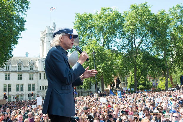 Bob Geldof addresses the March for Europe rally, 2 July 2016