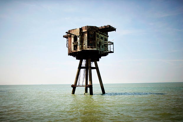 One of the Maunsell Forts at Red Sands near Whitstable: built during world war two as an anti-aircraft gun tower, it became the home of pirate radio in the 1960s