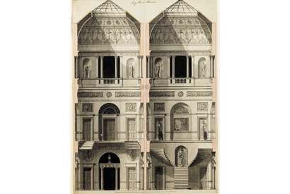 The white stuff: drawing showing sections of the stucco interiors at 20 Portman Square, c.1775, by Robert Adam