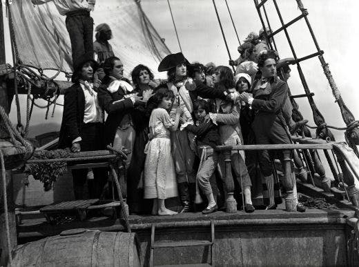 Napoleon and his family escaping Corsica in Gance's Napoleon. Photo: Photoplay/BFI