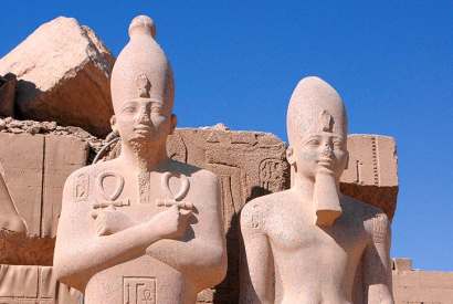 Statues of pharoahs at Karnak, dating from the Middle Kingdom