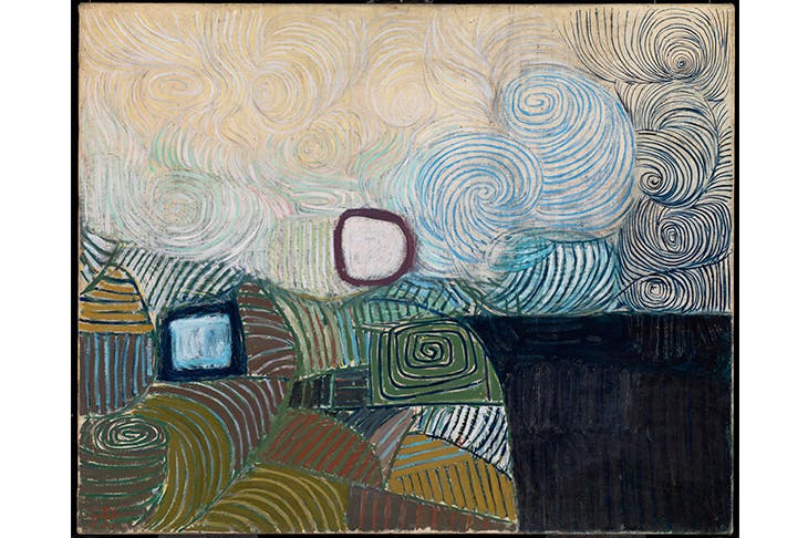 ‘Spiral Motif in Green, Violet, Blue and Gold: The Coast of the Inland Sea’, 1950, by Victor Pasmore