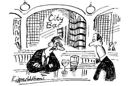 ‘I’m drinking to forget the lunchtime drinking ban.’