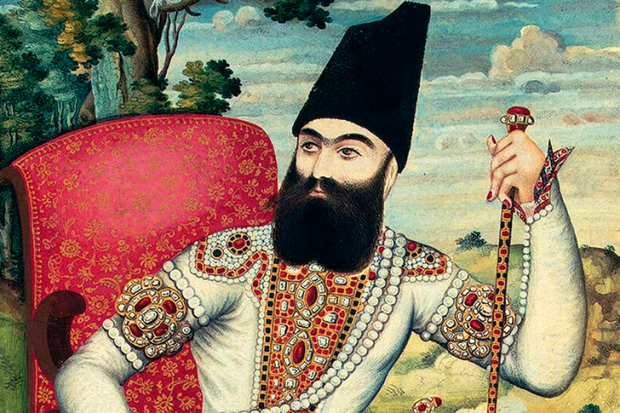Portrait of Persia’s Prince Abbas Mirza c. 1820. From his bailiwick near the Russian border he dispatched educational missions to Europe, sponsored translations of key European works and imported metal casting techniques and the printing press