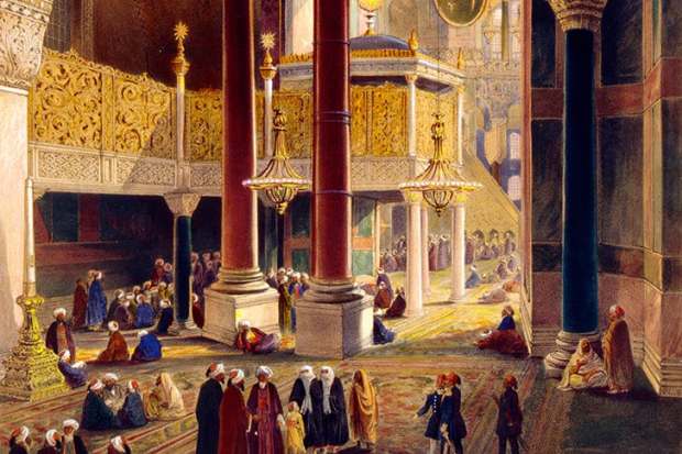 The interior of Hagia Sophia by Gaspare Fossati, 1852