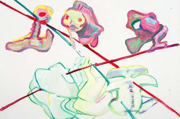 ‘Schicksalslinien/Be-Ziehungen VIII’ (‘Lines of Fate’/’Re-lations VIII’), 1994, by Maria Lassnig