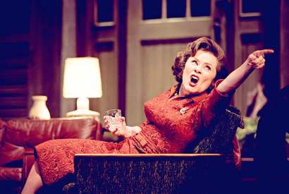 A nest of vipers forced into a skirt and cardigan: Imelda Staunton as Martha in ‘Who’s Afraid of Virginia Woolf?’
