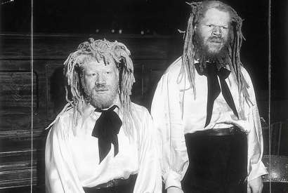 George (left) and Willie Muse were exhibited for decades as fairground freaks — billed as ‘sheep-headed cannibals from Ecuador’ or ‘ambassadors from Mars’