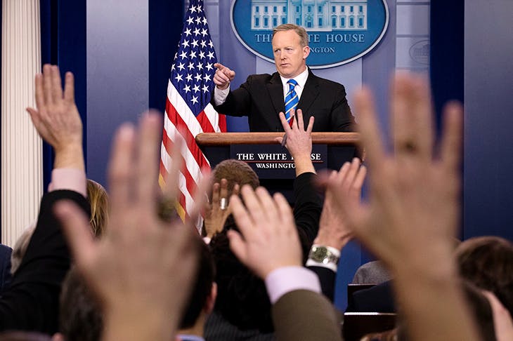 White House Press Secretary Sean Spicer takes questions during the daily press briefing (Getty)