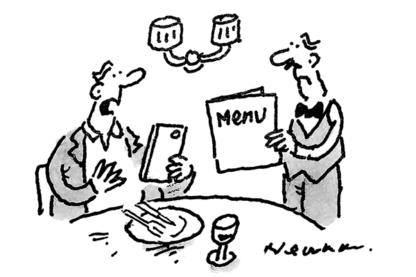 ‘Nothing else for me, thanks — my phone memory’s completely full.’