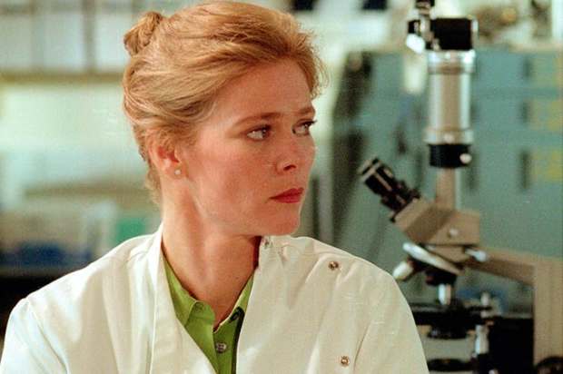 The chick and the dead: Clare Holman plays the pathologist Dr Laura Hobson in Inspector Morse. Rex images.