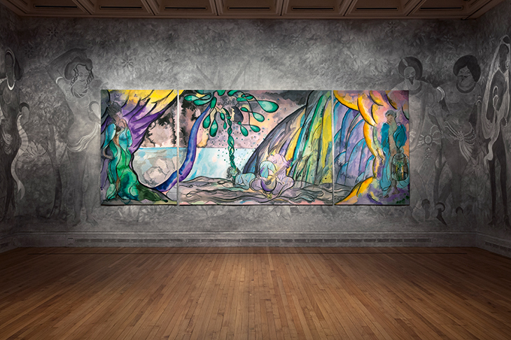 ‘The Caged Bird’s Song’, 2014–2017, by Chris Ofili