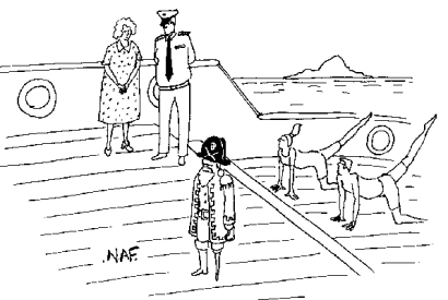 ‘My husband’s disappointed. He didn’t realise this cruise was called Pilates of the Caribbean.’