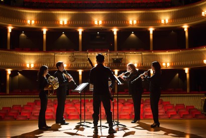 Fine tuned: RCM students practising in the stunning Britten Theatre