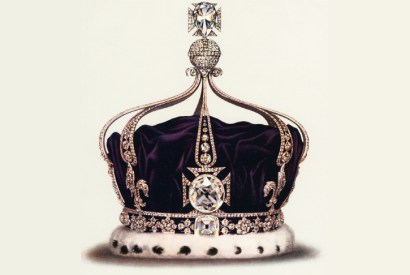 The Koh-i-Noor (Mountain of Light) is set in the front cross of the Queen Consort’s crown