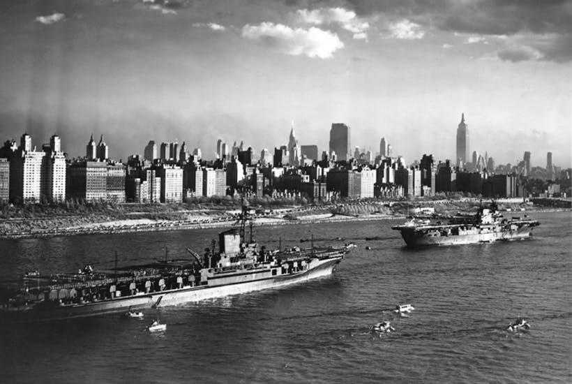 Aircraft carriers USS Midway and the USS Enterprise of the United States NavY, 1945 (Photo: Getty)