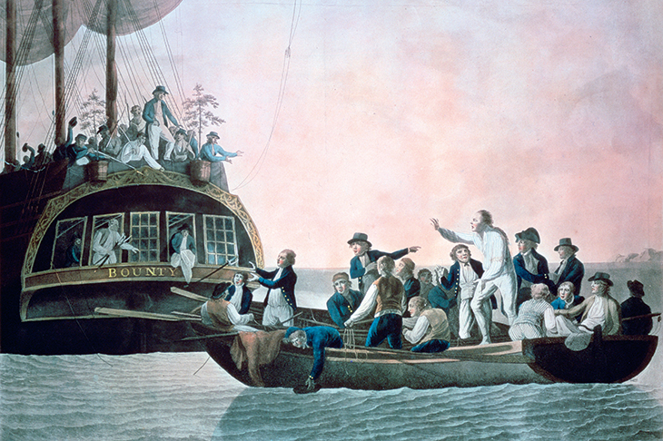 Bligh and crew are set adrift from the Bounty, in a painting by Robert Dodd