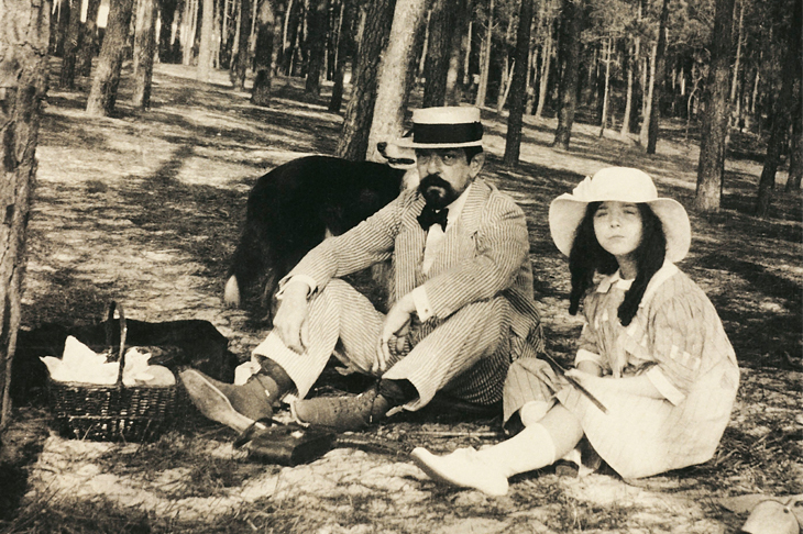 Claude Debussy and his daughter Chouchou near Arcachon, France, 1915