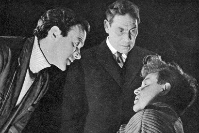 The 1958 world première of Pinter’s The Birthday Party at the Lyric Hammersmith: John Stratton as McCann, John Slater as Goldberg and Richard Pearson as Stanley
