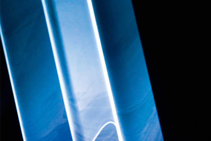 One of Anthony McCall’s celestial shafts of ‘solid light’ from a 2013 show with Mischa Kuball