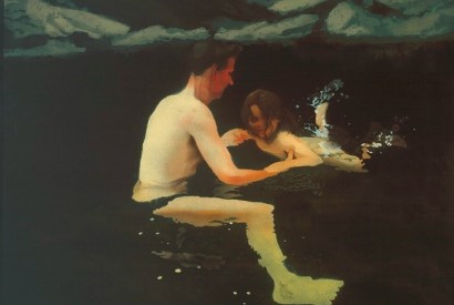 ‘Melanie and Me Swimming’, 1978–9, by Michael Andrews
