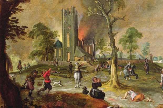 ‘Spanish troops loot a village in Flanders during the Thirty Years War’, by Sebastian Vrancx