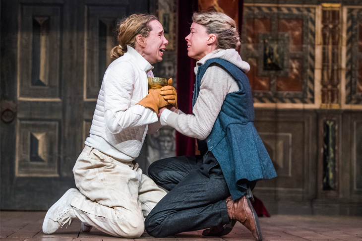 Michelle Terry as Hamlet and Catrin Aaron as Horatio at Shakespeare's Globe. (Photo: Tristram Kenton)
