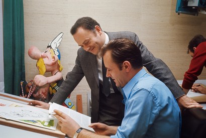 Inspired touch: Asterix creators René Goscinny and Albert Uderzo (seated) in 1967