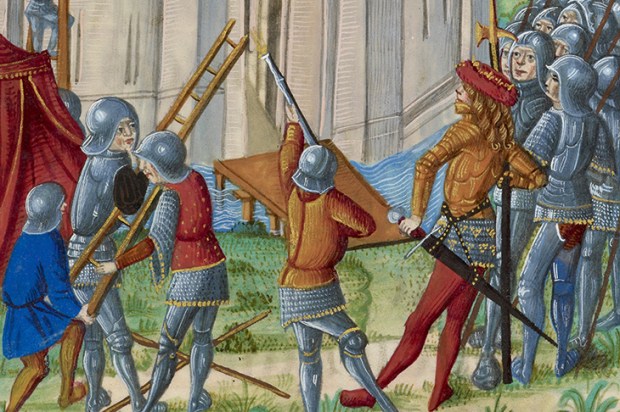 The Siege of Acre, depicted in Chroniques de France ou de Saint Denis (1487)