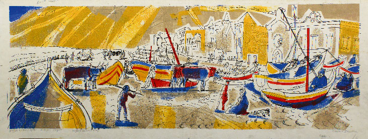 Coloured proof from ‘English as She is Spoke’ by Pedro Carolino, 1960, by Edward Bawden