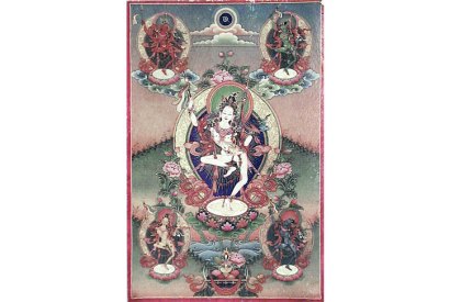 Tibetan thanka representing the dakini Princess Mandaravna