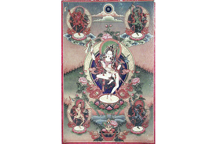 Tibetan thanka representing the dakini Princess Mandaravna